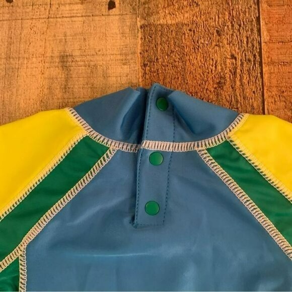 UV skins boys rashguard with surfing dinosaur in blue and green -12/18M - Picture 8 of 8